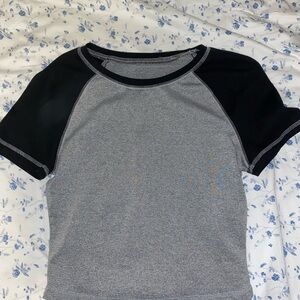 Gray and Black Women's Raglan Top